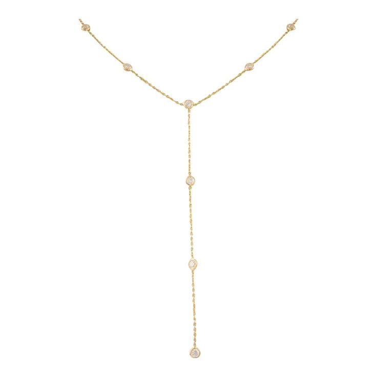 This is part of Chairish’s Fine Jewelry assortment.  1 Carat Diamond Lariat Necklace in 18K Gold studded with round cut diamond. This stunning piece of jewelry instantly elevates a casual look or dressy outfit.  April birthstone diamond brings love, fame, success and prosperity. Designed with bezel set diamonds studded in a lariat necklace making a stunning delicate necklace. This beautiful handcrafted necklace is a perfect Unique Gift, Bridal Shower Gift, Secret Santa Gift, Gift For Sister, Mot Elegant Diamond Lariat Necklace With Clavicle Chain, Diamond Lariat Backdrop Necklace In Fine Jewelry Style, Diamond Lariat Necklace For Wedding, Diamond Lariat Necklace With Adjustable Chain For Wedding, Elegant Diamond Lariat Necklace With Adjustable Chain, Elegant Lariat Necklace With Adjustable Diamond Chain, Wedding Diamond Lariat Necklace With Adjustable Chain, Wedding Lariat Diamond Necklace With Adjustable Chain, Elegant Lariat Backdrop Necklace With Diamond Accents