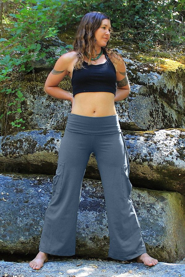 Available Sizes/Colors: Black: S,M,L,XL Ash Gray: S,M,L,XL Sage Green: S,XL Chocolate Brown: S,M,L,XL Midnight Blue: S,M,L,XL These pants are the perfect combination of yoga pants and cargo pants! Comfortable like yoga pants, form fitting around the hips with the traditional yoga pant fold down waist, insuring your ability to make them your perfect fit no matter if you choose to wear them high waisted, hip hugger or somewhere in between. You decide! Straight legs descend all the way to the floor Full-length Yoga Pants With Side Pockets, Full Length Yoga Pants With Side Pockets, Fitted Yoga Pants With Pockets, Full Length Yoga Pants With Side Pockets For Pilates, Casual Yoga Pants With Pockets For Pilates, Casual Wide Leg Pilates Pants, Casual Wide Leg Pants For Pilates, Baggy Casual Yoga Pants For Yoga, Casual Wide Leg Harem Pants For Yoga