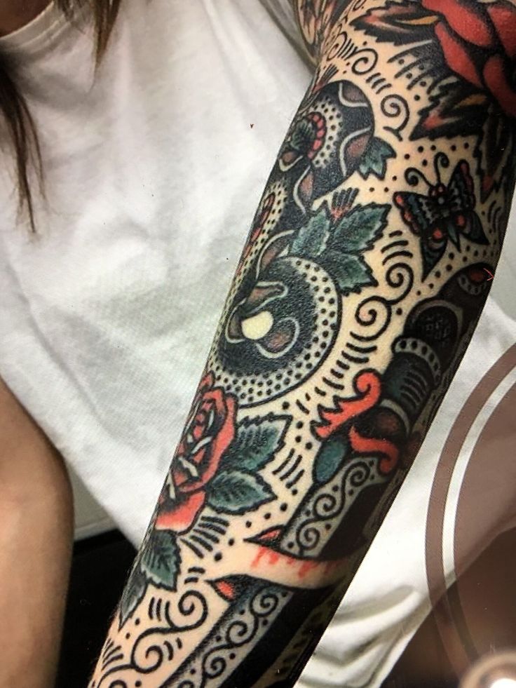 a person with a tattoo on their arm