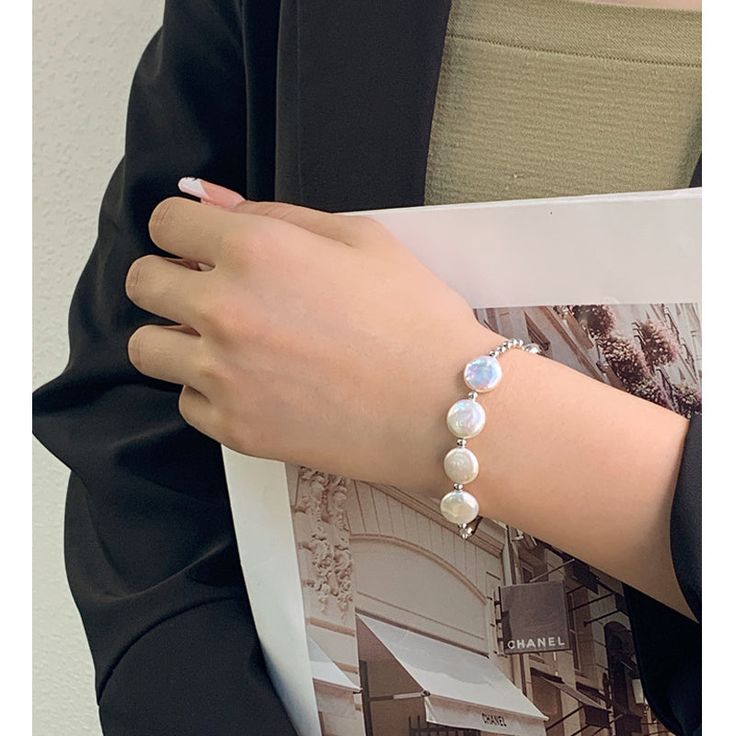 Style: Female Material: S925 Sterling Silver, Baroque Pearl Pearl Type: Cultured Pearl Color: White Pearl Size: 11mm Bracelet Length: 17.5cm Pearl Bangle Bracelet, Pearl Bangle, Silver Bangle Bracelets, Pearl Types, Pearl Color, Pearl Size, Baroque Pearls, Pearl Ring, White Pearl