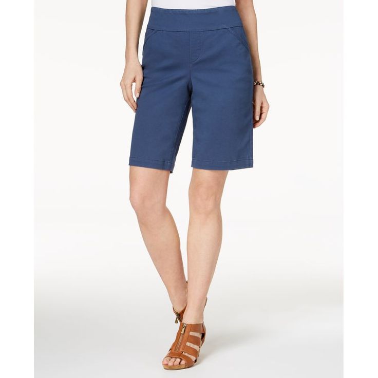 Style & Co Makes Fashion And Casual Appeal Effortless With These Petite Bermuda Shorts In A Comfortable Pull-On Fit. Approx. Inseam: 9-1/2 Mid Rise; Regular Fit Through Hips And Thighs; Straight Leg Designed To Fit And Flatter 5'4" And Under Frame Pull-On Style Front Slant Pockets' Faux Welt Pockets At Back Cotton/Elastane Machine Washable Imported Blue Knee-length Cotton Shorts, Blue Knee-length Shorts For Summer, Spring Stretch Bermuda Shorts, Blue Cotton Knee-length Bermuda Shorts, Blue Knee-length Cotton Bermuda Shorts, Stretch Blue Bermuda Shorts, Blue Stretch Bermuda Shorts, Blue Stretch Bermuda Shorts For Summer, Blue Bermuda Bottoms For Spring