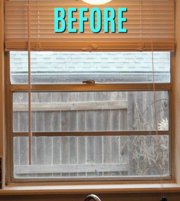 a window sill with the words before and after written in front of it,