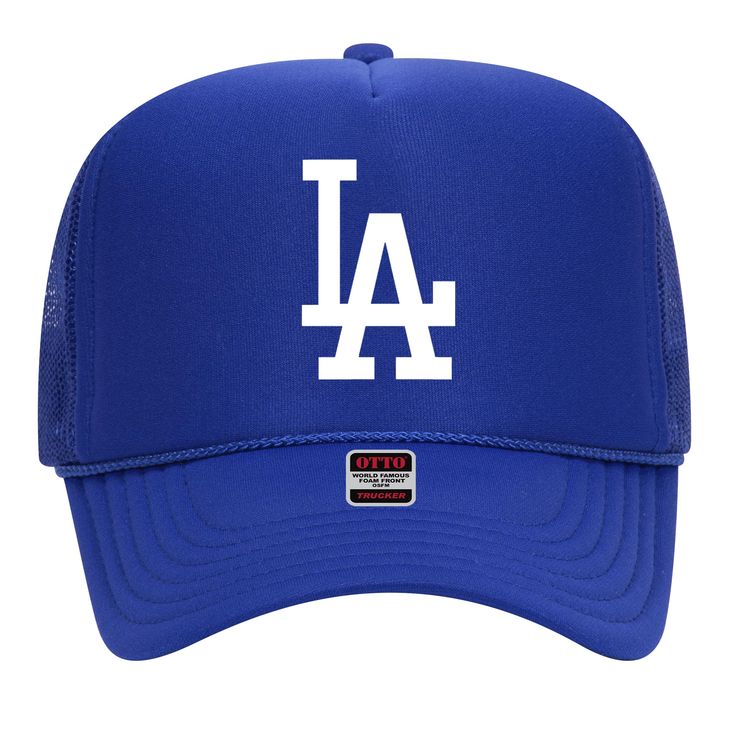 the los angeles dodgers baseball cap is blue and white