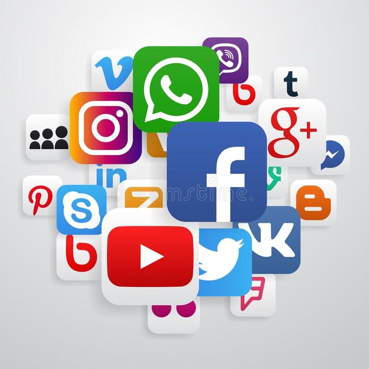 many different social media icons are grouped together