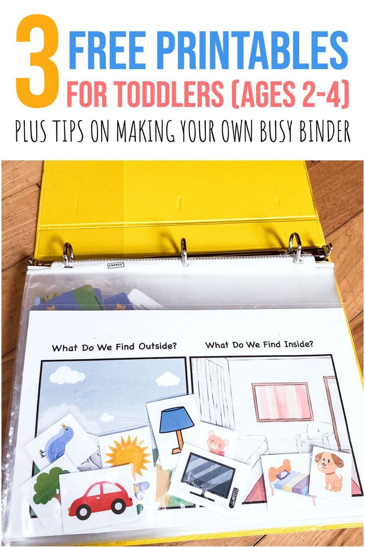 three free printables for toddlers ages 2 - 4 plus tips on making your own busy binder