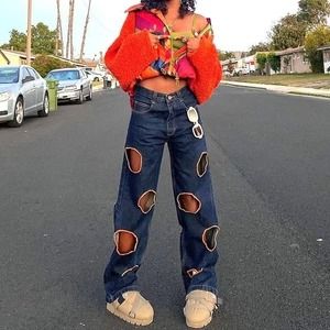 Pants | The Woman Concept Goth Streetwear, Womens Ripped Jeans, Trendy Denim, Denim Patterns, Loose Jeans, Type Of Pants, Denim Trousers, Wide Leg Denim, Low Waist