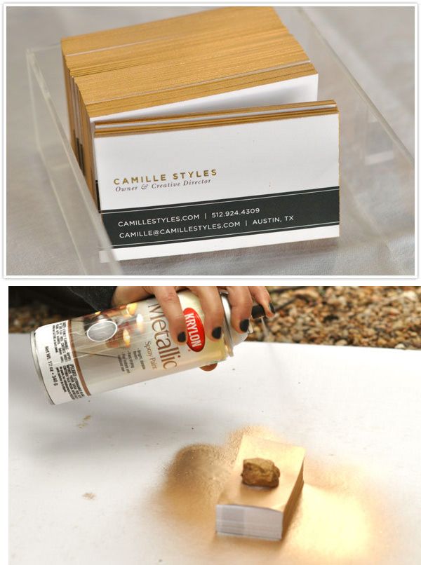 DIY - Gold Edged Business Cards using Krylon's Metallic Spray Paint in Gold. Full Tutorial. Gold Edge Business Card, Laura Winslow, Packaging Presentation, Photo Packaging, Metallic Spray Paint, Presentation Ideas, Foto Tips, Gold Diy, Pretty Packaging