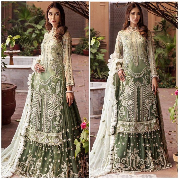 Malangi Fashion Dress try to make sure you have the best experience while selecting and buying your favourite Pakistani and Indian Outfits for any occasion like barat, walima, mehndi, nikkah, dholki, mayu, sangeet, engagement or reception guest party wear in different style dress of salwar kameez, maxi peshwas, gown, saree, lehenga, sharara or ghararara color: Green shades Fabric Details: Organza handmade embroidery kameez front Organza embroidery kameez back Net embroidery dupatta Net embroider Eid Dresses With Chikankari Embroidery, Semi-stitched, Green Dress With Chikankari Embroidery, Traditional Drape, Green Dress With Chikankari Embroidery In Traditional Drape, Georgette Lawn Suit For Eid Ceremonies, Green Lehenga With Intricate Embroidery And Straight Kurta, Chikankari Embroidery Dresses For Diwali And Traditional Ceremonies, Pista Green Dress With Dupatta For Eid, Green Anarkali Dress With Chikankari Embroidery, Pista Green Dress For Eid