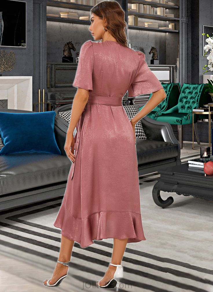 Gwendolyn V-Neck Short Sleeves Elegant A-line Satin Asymmetrical Dresses UKP0016773 Length:: Asymmetrical Neckline:: V-Neck Sleeve:: ShortSleeves Silhouette:: A-line Fabric:: Satin Season:: Spring,Fall,Summer Straps:: Sleeves Model'sDressSize:: AlexkS Height:: 5.64ft Bust:: 33.5in Waist:: 23.6in Hips:: 35.4in This dress could be custom made, there are no extra cost to do custom size and color. Asymmetrical Dresses, Asymmetrical Neckline, Asymmetrical Dress, Season Spring, Custom Sizing, Custom Made, A Line, Short Sleeves, Satin