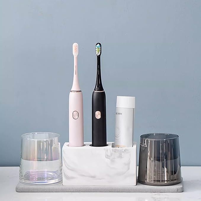 Amazon.com: Diatomite Electric Toothbrush Holders for Bathrooms, Fast Dry Stone Drying Tray Toothpaste Holders, Instant Dry Sink Organizer Water Absorbing Bathroom Accessories Countertop Storage : Home & Kitchen Sonicare Toothbrush Storage, Bathroom Skin Care Organization, Toothpaste Holder Ideas, How To Store Electric Toothbrush, Toothbrush Organization Ideas, Toothpaste Storage Ideas, How To Store Toothbrushes Bathroom, Electric Toothbrush Aesthetic, Electric Toothbrush Storage Bathroom