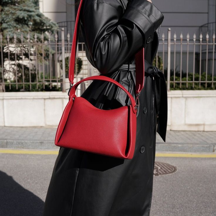 Red Leather Crossbody Bag, Red Shoulder Bag, Mini Leather Original Handbag, Bucket Bag, Fashion Shoulder Red Bag Minimalist MIA - Etsy Ukraine Red Baguette Bag With Detachable Strap And Top Handle, Red Top Handle Baguette Bag With Detachable Strap, Trendy Red Leather Baguette Bag, Large Capacity Red Rectangular Baguette Bag, Red Baguette Bag With Large Capacity For Daily Use, Red Leather Bucket Bag For On-the-go, Red Baguette Tote Bag For Shopping, Red Tote Baguette Bag For Shopping, Chic Red Leather Baguette Bag