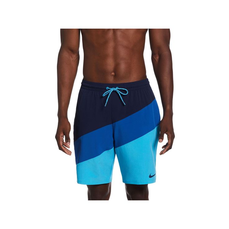 Versatile style. In or out of the water, you'll be ready for action in these men's Nike color surge swim trunks and their performance design. Versatile style. In or out of the water, you'll be ready for action in these men's Nike color surge swim trunks and their performance design. Interior mesh liner 9-inch approximate inseam Inner mesh media pocket On-seam pockets with mesh bags for water drainage Breathable mesh fabric enhances support and comfortFIT & SIZING Stretch waistband with exterior Casual Nike Bottoms For Poolside, Nike Sporty Swim Trunks With Moisture-wicking, Nike Beachwear Shorts For Swimming, Nike Sporty Bottoms For Poolside, Blue Moisture-wicking Swimwear For Swimming, Nike Nylon Swim Trunks For Sports, Blue Moisture-wicking Swimwear For Surfing, Sporty Nylon Swim Trunks For Surfing, Nike Sporty Swimwear For Water Sports