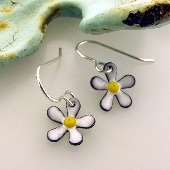 Flower Earrings small enameled earrings by KathrynRiechert on Etsy Enamel Jewelry For Spring Gifts, Spring Enamel Jewelry As Gift, Spring Enamel Jewelry For Gifts, Hand Painted Jewelry As Spring Gift, Hand Painted Jewelry For Spring Gift, Spring Gift Enamel Jewelry, Hand Painted Jewelry For Spring, White Hypoallergenic Enamel Earrings, Hypoallergenic White Enamel Earrings