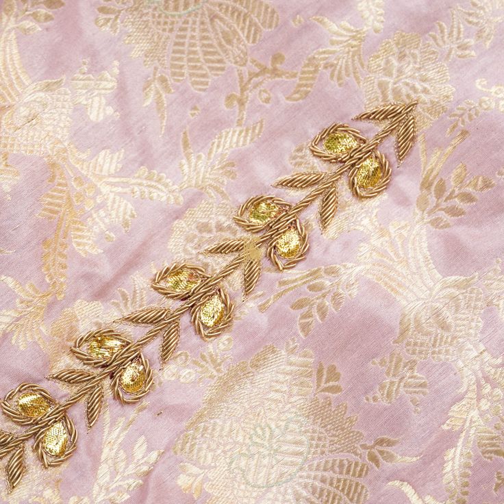 Category : Pure Banarasi Brocade Fabric This beautiful khimkhab fabric hand Jardozi embroidery Fabric: Pure Silk Brocade Brocade is a specialty of Banaras fabric. It is a characteristic weave in which patterns are created by thrusting the Zari threads (pure form of Zari is a thread drawn out of real gold) between warp at calculated intervals so as to evolve the design/Buti line by line. A type of loom called Drawloom or ‘Jalla’ was used to weave a brocade fabric. A Banarasi brocade is made usin Luxury Brocade Fabric With Zari Embroidery, Luxury Brocade Embroidered Unstitched Fabric, Luxury Handloom Embroidered Raw Silk Fabric, Luxury Gold Embroidered Katan Silk Fabric, Luxury Banarasi Silk Embroidered Fabric For Eid, Luxury Pink Embroidered Fabric With Zari Weaving, Luxury Banarasi Silk Fabric With Traditional Embroidery, Luxury Multicolor Embroidered Banarasi Silk Fabric, Luxury Embroidered Art Silk Fabric With Zari Weaving