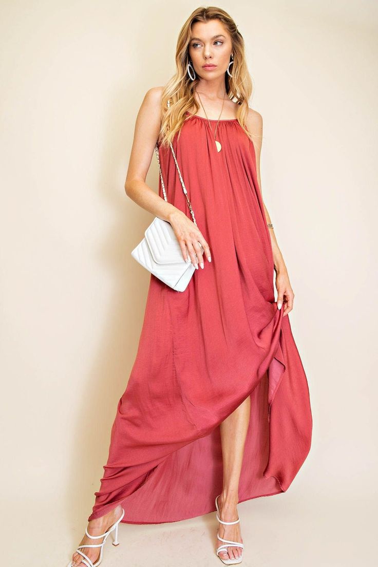 Thanks for assuring us that you're Always Fabulous in any season...by wearing this gorgeous strappy maxi! This is the kind of dress that will make you the main attraction when you show up...no matter who the party is for! Sleeveless long dress. Adjustable straps. COLORS: Black; Burgundy; Camel FABRIC: 100% Rayon Ashley wears a Small. Sundress Style Maxi Dress With Spaghetti Straps, Chic Maxi Dress With Adjustable Straps, Strapless Maxi Dress With Adjustable Straps For Beach, Casual Maxi Length Halter Dress For Party, Flowy Maxi Length Halter Party Dress, Flowy Halter Maxi Dress For Party, Flowy Maxi Halter Dress For Party, Evening Maxi Dress With Adjustable Straps, Sleeveless Party Maxi Dress With Adjustable Straps