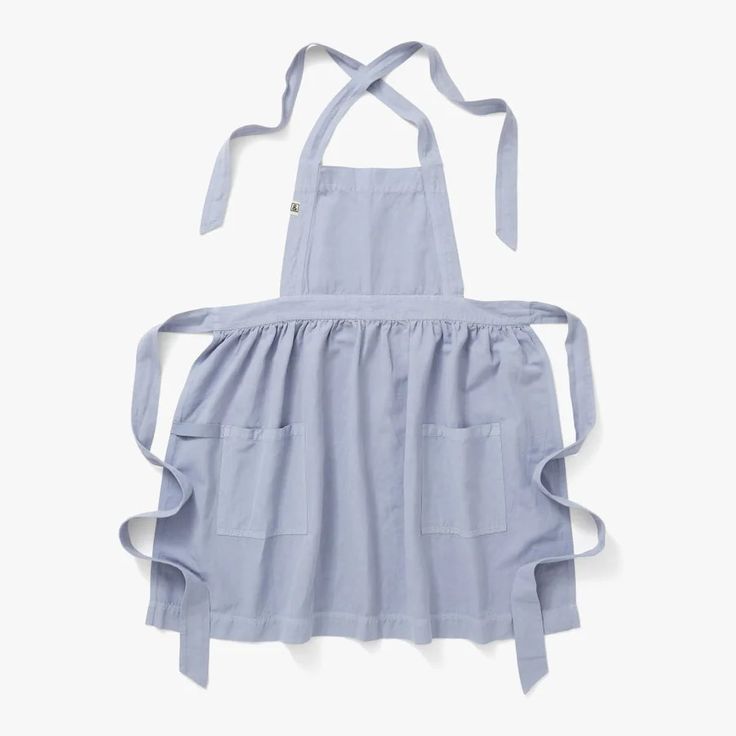 a blue apron with straps hanging from it's chest and the back of its neck