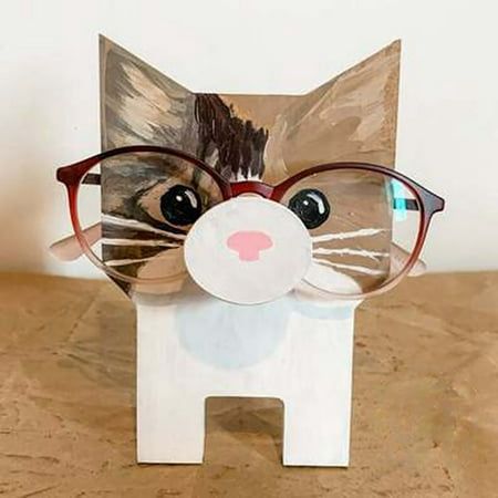 1X animal glasses holder Large Dish Drying Rack Size: One Size.  Color: Gray. Eyeglass Holder Stand, Wooden Glasses, Glasses Stand, Eyeglass Accessories, Cat Glasses, Home Office Decoration, Glasses Holder, Eyeglass Holder, Wooden Animals