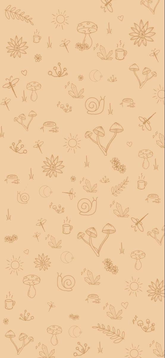 a beige background with small drawings on it