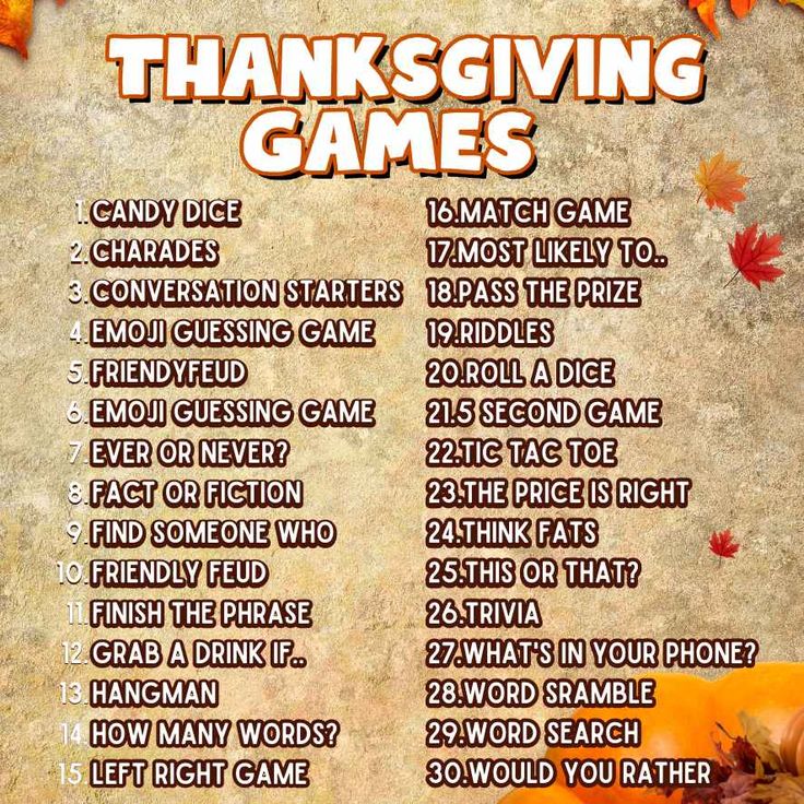 thanksgiving games for kids to play in the fall