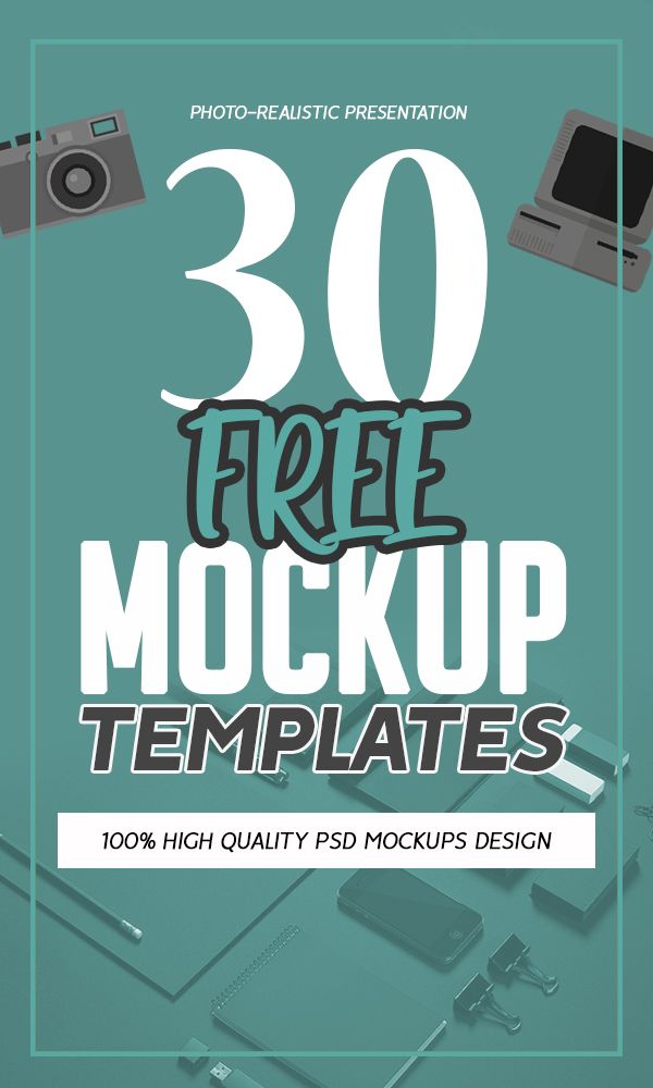 the 30 free mockup templates for photoshopping and texturing are available