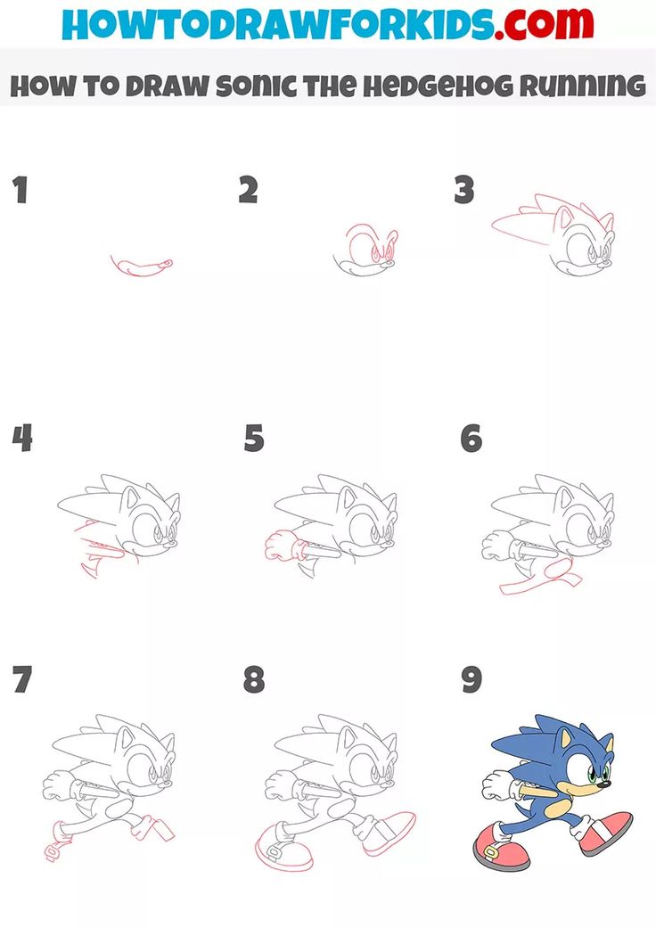 how to draw sonic the hedgehog for kids step by step drawing instructions with pictures