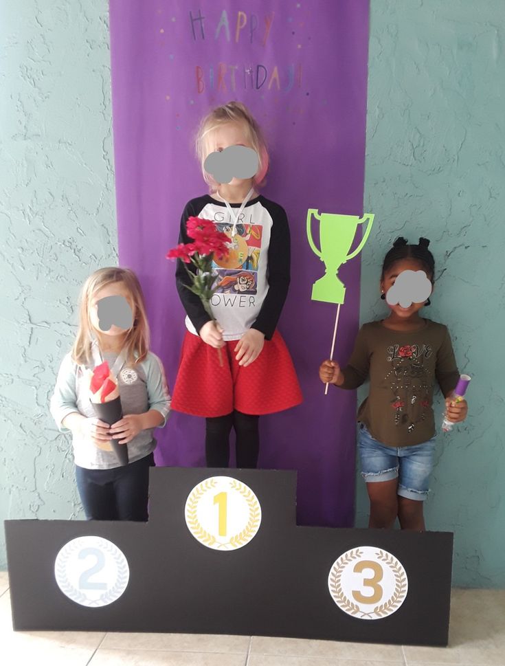 Olympic podium photo booth gymnastics party Olympic Podium Diy For Kids, Olympic Podium Diy, Olympics Dramatic Play, Olympics Trunk Or Treat, Diy Olympic Podium, Olympic Party Decorations, Gymnastics Theme Party, Vbs Olympics, Office Olympics