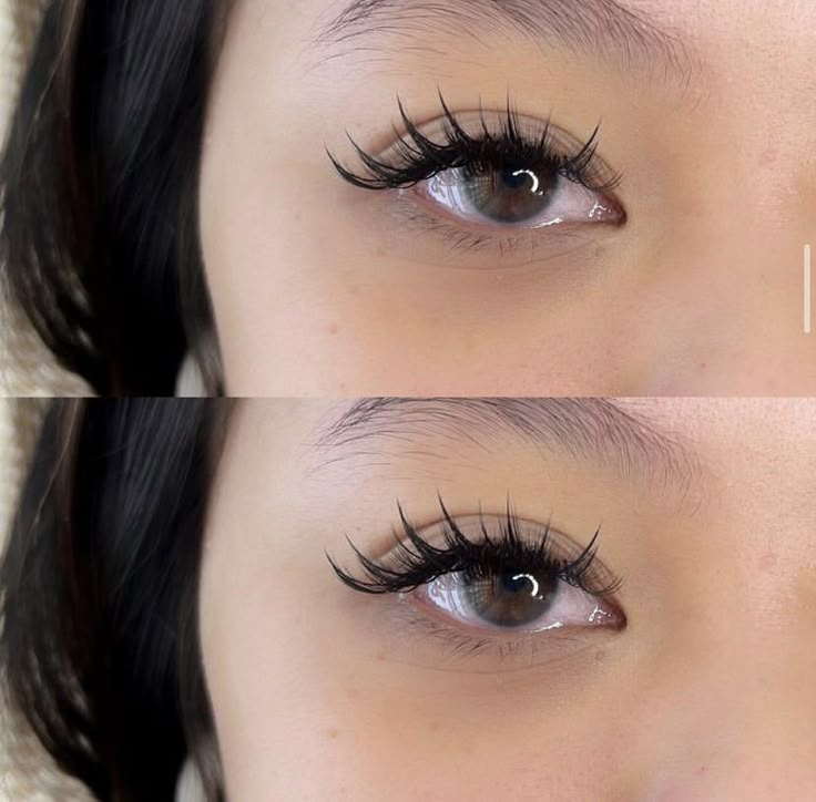 Classic Doll Eye Lashes, Lash Extensions Round Eyes, Eyelash Extensions For Asian Eyes, Monolid Lash Extensions, Japanese Lashes, Natural Cat Eye Lash Extensions, Asian Eyelashes, Bottom Lash Extensions, Glamour Makeup Looks