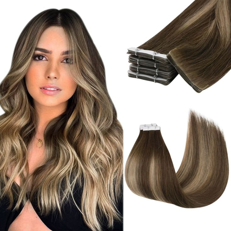 tape ins invisible virgin hair balayage dark brown with camel blonde Hair Recommendation, Hair Extensions Balayage, Brown With Blonde, Balayage Brown, Lighter Hair, Balayage Color, Step By Step Hairstyles, Tape In Extensions, Hair Blog