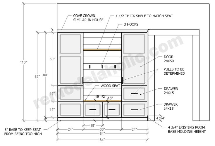 an image of kitchen cabinets with measurements