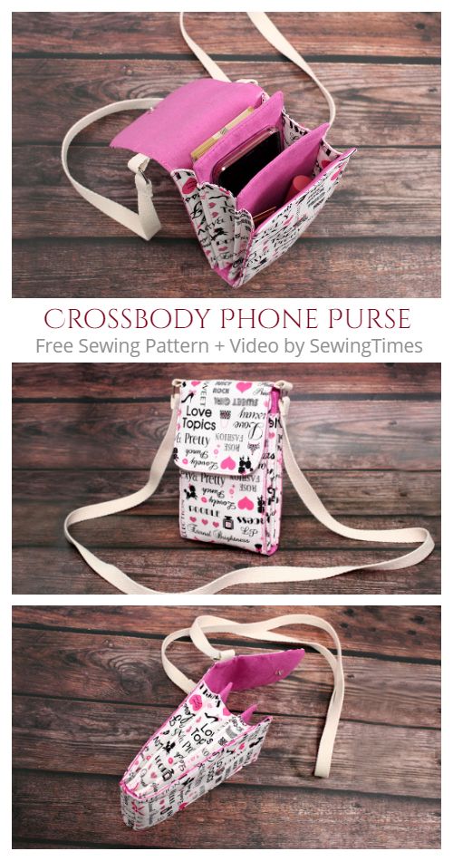 the cross body phone purse sewing pattern is easy to sew and has multiple pockets