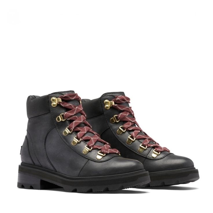 Sorel Lennox Waterproof Hiker Boots, Black Leather Lace-Up Ankle Size 5 New W/Tag New Without Box A Seam-Sealed, Waterproof Design Adds To The Everyday Versatility Of An Urban-Chic Hiker Boot Grounded By A Chunky Lug Sole That Offers Superior Traction. 1 1/2" Heel; 3/4" Platform 5 " Shaft Lace-Up Style Waterproof: Protects Against Rain, Puddles And Slush To Keep Feet Dry In Wet Conditions Eva Cushioned Footbed Seam-Sealed Leather Upper/Synthetic And Textile Lining/Rubber Sole Imported Women's Sh Shoes Spring 2023, Sorel Lennox, Cowboy Boots Fashion, Joan Of Arctic Wedge, Hiker Boots, Cozy Boots, Waterproof Snow Boots, Sorel Boots, Wrap Heels