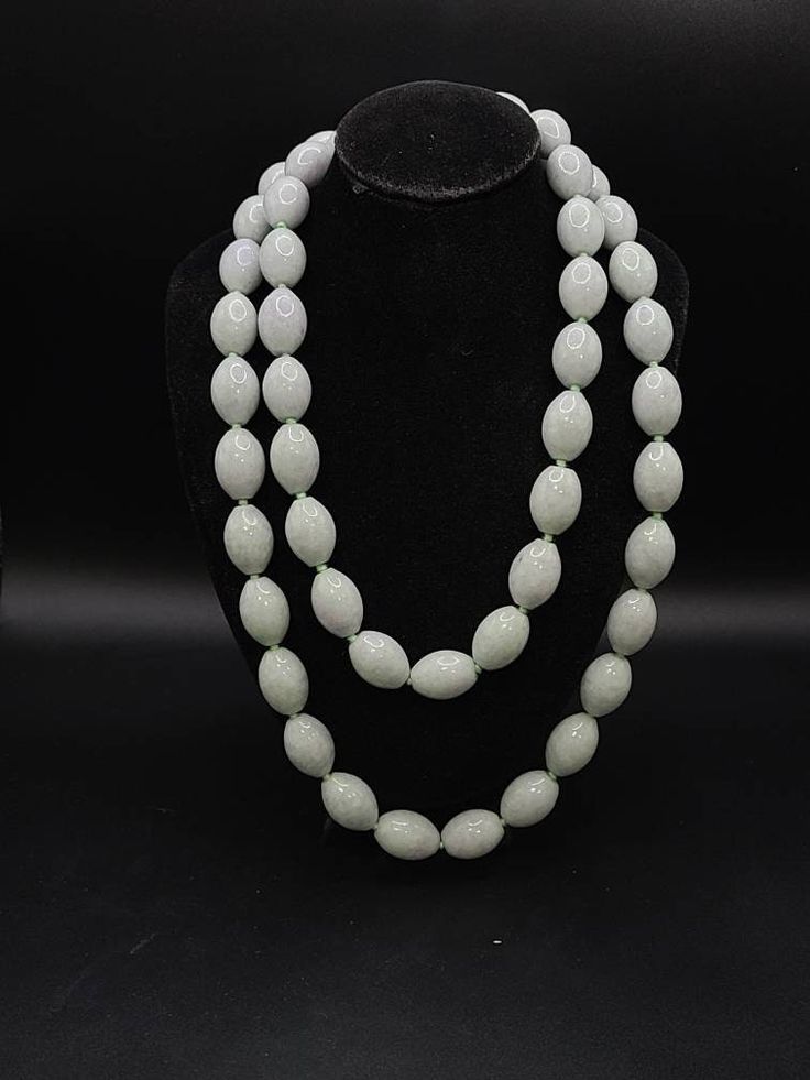 925 Silver Genuine Jade Beaded 36.5 inch Necklace Item w#338 Clean and in good condition Approximately 36.6 inches long. Lobster claw clasp Signed GSJ Elegant Formal Hand-strung Beads, Classic Formal Necklaces With Large Beads, Classic Formal Necklace With Large Beads, Classic Formal Beads, Classic Oval Bead Necklace For Formal Occasions, Classic Formal Necklace With Oval Beads, Elegant Hand-strung Oval Beads, Elegant Long Necklace With Hand-strung Round Beads, Classic Beaded Jewelry With Oval Beads