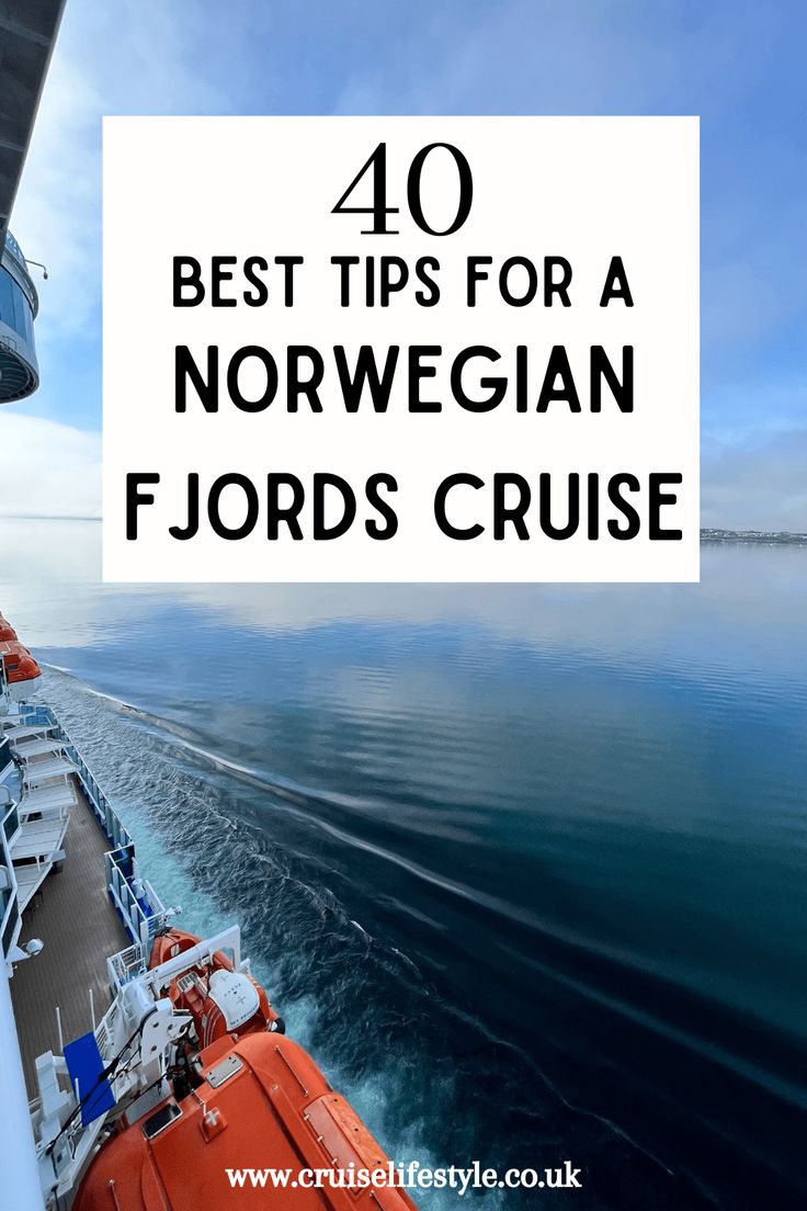 the bow of a ship with text overlay reading 40 best tips for a norwegian fjord cruise