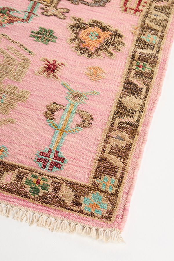 Not sure which rug to choose? Read our guide to find the perfect fit for your space. | Niantic Hand-Knotted Wool Pink Rug by Anthropologie, Size: 3 X 5, Polyester/Cotton/Wool Area Rugs In Bedroom, Pink And Green Rug, Magic Carpet Ride, Bachelorette Pad, Chic Rug, Pink Area Rug, Magic Carpet, Modern Love, Cotton Wool