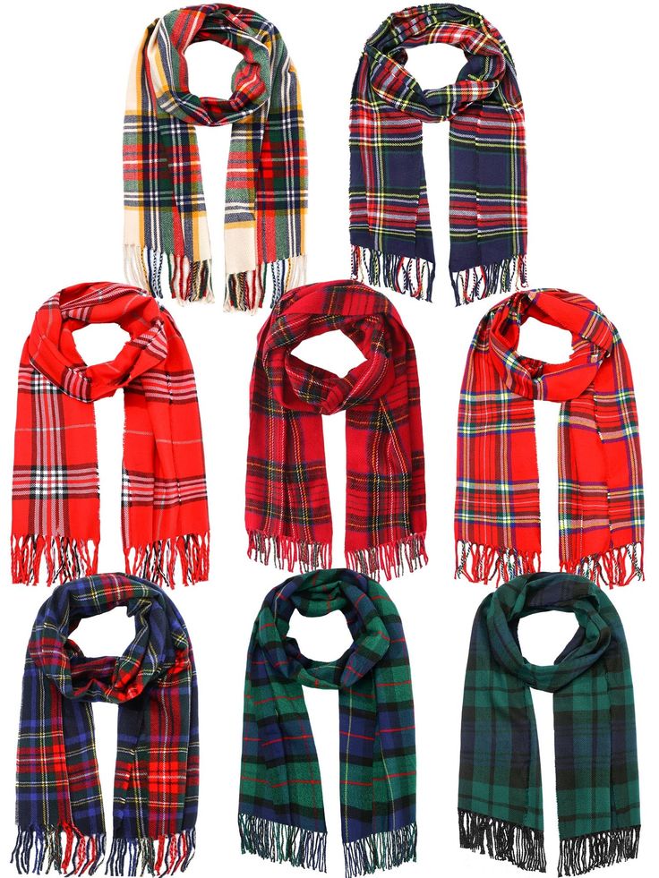 PRICES MAY VARY. Abundant Quantity and Quality Material: with our package, you will get 8 pieces of plaid scarf; Each scarf is made from faux cashmere, will bring you a comfortable wearing experience Detailed Measurement: our Christmas scarf comes in 2 generous sizes, approximately 70.87 x 11.81 inches and 62.2 x 11.81 inches; Whether you're wrapping it around the neck for warmth or draping it over your shoulders as a fashion statement, our scarf sizes have got you covered Universally Appealing Cute Scarf Outfits, Scarf Sizes, How To Wear A Blanket Scarf, Tartan Plaid Christmas, Tartan Plaid Scarf, Plaid Shawl, Scottish Fashion, Christmas Scarf, 2024 Christmas