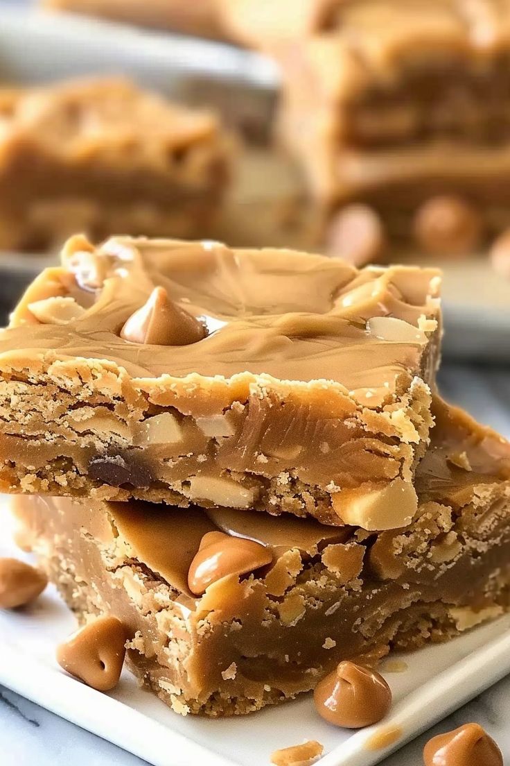 peanut butter bars stacked on top of each other