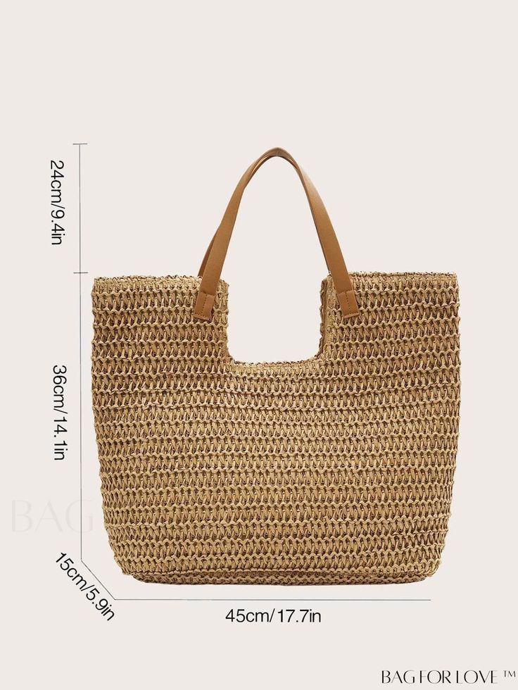 BagForLove - Stylish Woven Straw Bag - Perfect for Your Holiday Fashion Product Description Color Khaki Strap Type Double Handle Pattern Type Plain Type Shopper Bag Bag Size Oversized Material Paper Size Chart INCH CM Bag Length Bag Width Bag Height Handle Height 18.5 inch 3.1 inch 13.4 inch 9.4 inch Bag Length Bag Width Bag Height Handle Height 47 cm 8 cm 34 cm 24 cm Details Pictures Similar Products h2 { text-align: center; } /* æ¢è¡ */ li{ white-space: normal; word-break: break-all; word-wr Straw Beach Bag, Holiday Style, Shopper Bag, Bag Bag, Holiday Fashion, Color Khaki, Beach Bag, Womens Tote Bags, Straw Bag