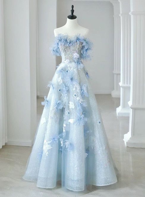 Forest Dresses, Blue Ballgown, Wedding Dresses Traditional, Enchanted Dress, Wedding Dress With Train, Flower Prom Dress, Mermaid Prom Dresses Lace, Dress With Train, Long Sleeve Wedding Dress