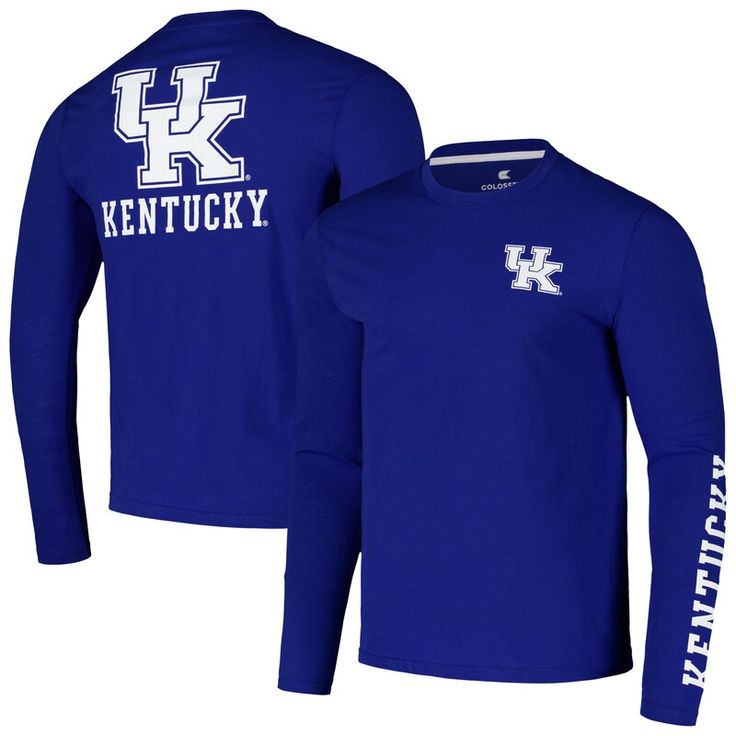 Rep your favorite team with this Colosseum Kentucky Wildcats Logo Lockup 3-Hit Active Blend long sleeve t-shirt. Innovative Active Blend fabric delivers breathability and flexibility for casual wear or activities. Whether you're cheering from the stands or hanging out with friends, this tee is a must-have for any Kentucky Wildcats fan who wants to stay comfortable while showing their school spirit. Long Sleeve Sports T-shirt With Team Logo, Long Sleeve T-shirt With Team Name For Fans, Long Sleeve University Logo Tops For Sports Season, University Logo Long Sleeve Tops For Sports Season, Collegiate Long Sleeve Tops With Team Logo, Sports Fan Long Sleeve Top With Team Logo, Long Sleeve T-shirt With Team Logo For Fan Gear, University Logo Tops For Sports Events, Fan Apparel Tops With University Logo