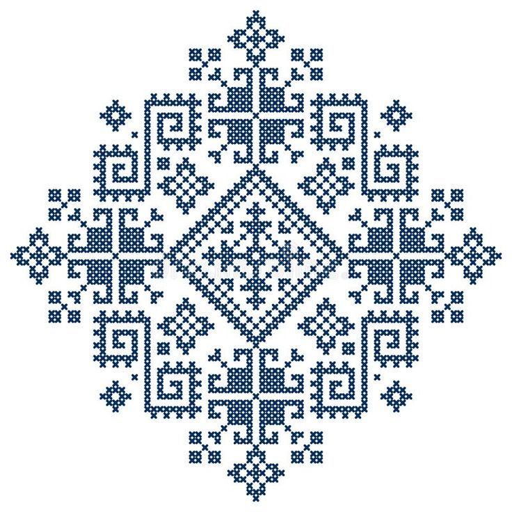 a cross stitch pattern in blue and white