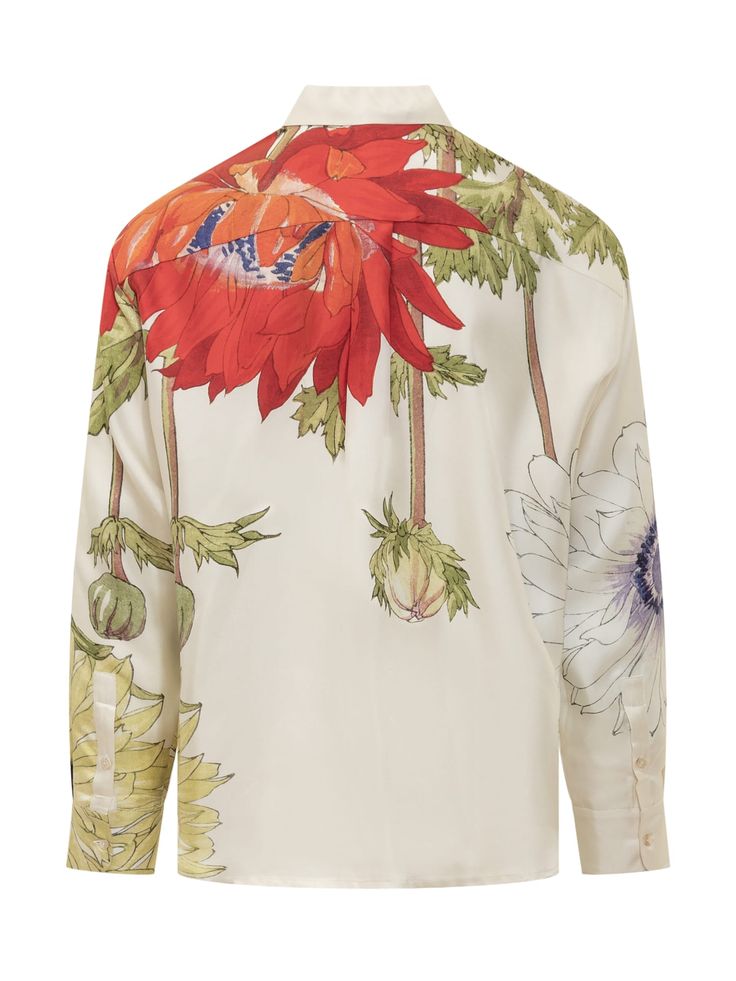 Silk long-sleeved shirt. Classic collar. Button closure. Cuffs with buttons. All-over floral pattern.Composition: 100% Silk Pattern Composition, Top Designer Brands, High End Fashion, Textile Prints, Silk Shirt, Blouse Styles, Diy Fashion, Beautiful Outfits, Fashion Item