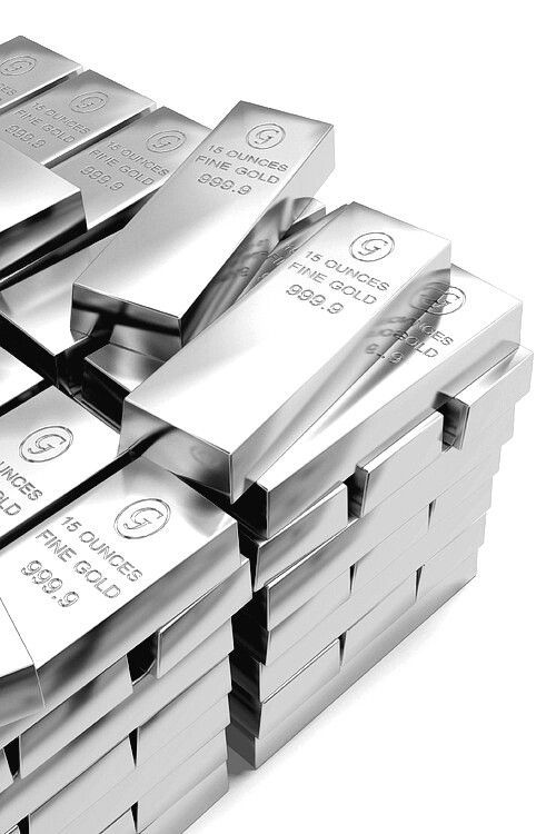 a stack of silver bars sitting on top of each other in front of a white background