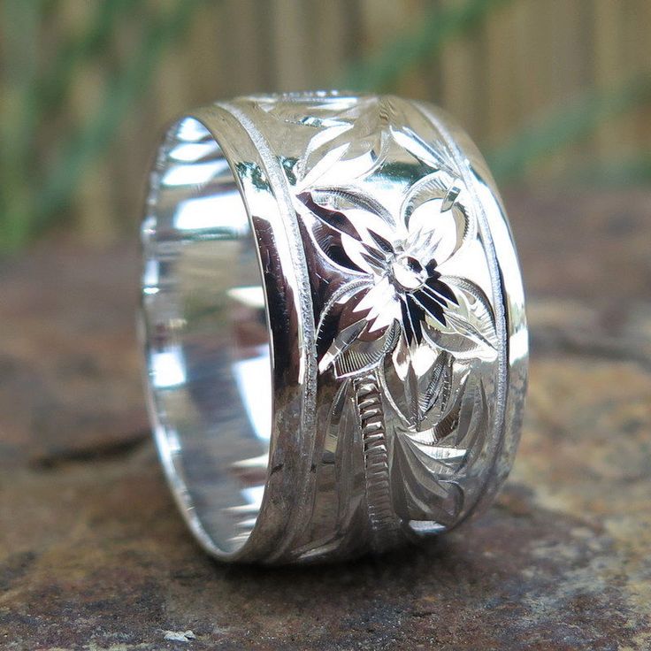 Hawaiian Genuine Sterling Silver Scroll Jewelry Wedding Ring Band 12Mm Sr1181 Hawaiian Heirloom Jewelry, Hawaiian Design, Hawaiian Designs, Hawaiian Jewelry, Silver Toe Rings, Jewelry Wedding Rings, Design Jewelry, Jewelry Wedding, Silver Enamel