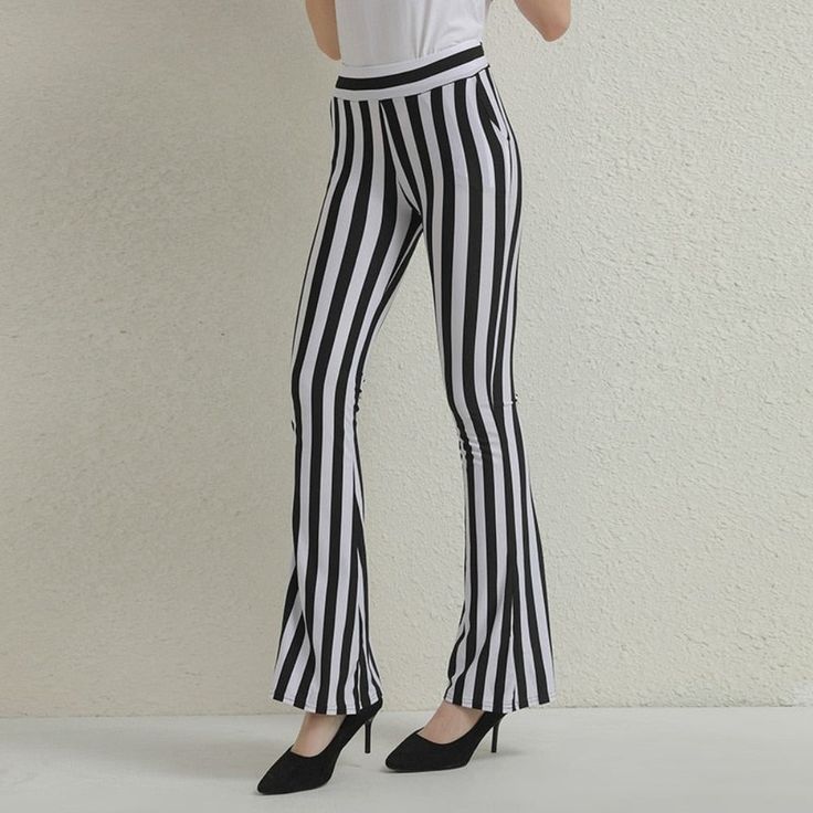 The Perfect Gift for Valentine's Day, Christmas, Birthday, Wedding, and Anniversary! The perfect outfit for renaissance fairs, nightlife, Halloween parties, raves, concerts, and more. Light and comfortable for all-day use! Express your style or be the life of the party with one of our White Striped High Waist Flare Trouser Pants. These Flare Trousers Pants are made of polyester. Complete the look with fashionable accessories such as a belt, purse, cuffs, top sleeve, etc. (not included). Package Includes 1 * White Striped High Waist Flare Trouser Pants US orders - Delivery in 12-15 business days once shipped. Ships worldwide. Allow 2-3 weeks for international shipping. Gothic Flare Fitted Pants, Gothic Fitted Bottoms, High Waist Bottoms For Halloween Costume Party, Gothic Fitted Full-length Bottoms, Fitted Full Length Gothic Bottoms, Cosplay High Waist Fitted Pants, Summer Costume Bottoms Fitted, Fitted Costume Bottoms For Summer, Gothic Pants For Fall Party