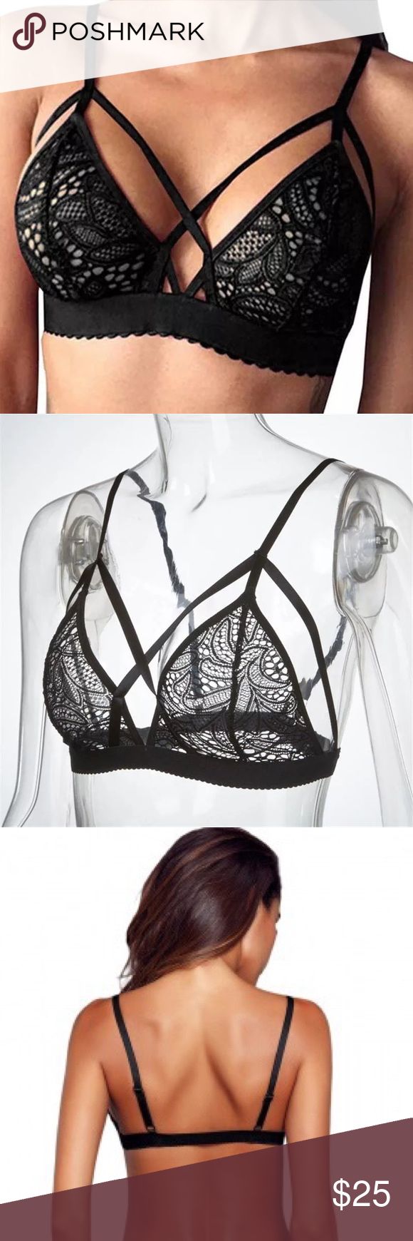 Black Lace Double Strap Wire Free Bra NWT -All Black Strappy Lace Bra -Scalloped Band -Adjustable Spaghetti Straps -Elastic Band -95% Polyester/ 5% Spandex -No Padding -No Underwire FLAT MEASUREMENTS: —Under Bust 13-1/2” —Under Bust Band Width 1” —Triangles: 5-1/2” High (excluding band) —Triangles: 6-1/2” Wide @ Bass -No Trades -Thank You Boutique Intimates & Sleepwear Bras Wire Free Bra, Busted Band, Free Bra, Ladies Boutique, Lace Bra, Elastic Band, Women's Intimates, Black Lace, All Black