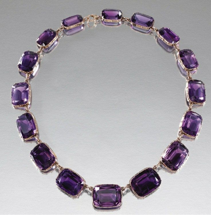 Georgian Inspired foiled back collects  reviere necklace, 925 sterling silver Cushion cut Amethyst necklace in 18k yellow gold plated Metal:Sterling Silver  Metal Purity:925 Metal weight: 75.0 gram Gemstone:  Amethyst  Gemstone weight: 60.99 ctw Gemstones creation: lab created Item Length: 17 inch Opulent Formal Necklaces With 17 Jewels, Formal Fine Jewelry Necklaces With Jewels, Exquisite Gemstone Necklaces For Formal Occasions, Exquisite Gemstone Necklace For Formal Occasions, Luxury Amethyst Necklace For Formal Occasions, Formal Purple Gemstone Necklace, Formal Faceted Briolette Necklaces, Formal Briolette Faceted Necklace, Luxury Amethyst Jewel Necklaces