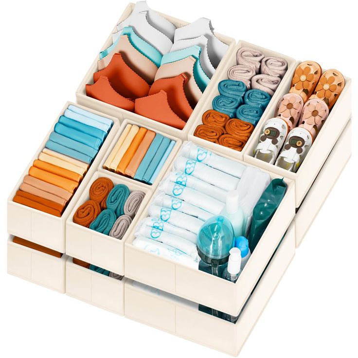 a drawer filled with lots of different colored items