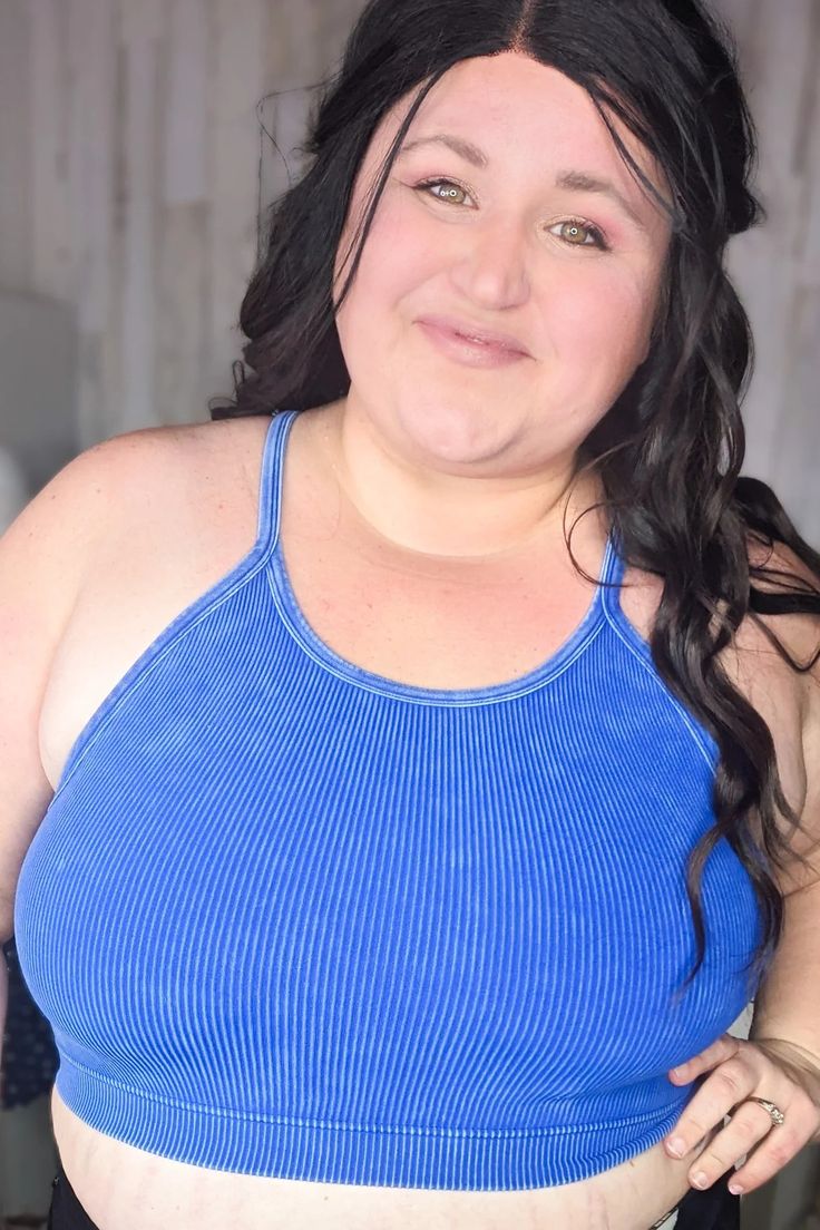 Riley Racerback Mineral Wash Brami – Stacked - A Plus Size Boutique Casual Racerback Halter Top With Built-in Bra, Casual Halter Top With Built-in Bra And Racerback, Casual Cropped Sports Bra With Built-in Bra, Blue Racerback Crop Top With Built-in Bra, Spring Crop Top Sports Bra With Built-in Bra, Everyday Crop Top Sports Bra, Casual T-back Sports Bra With Built-in Bra, Trendy Solid Color Crop Top Sports Bra, Trendy Racerback Crop Top, Bra Friendly