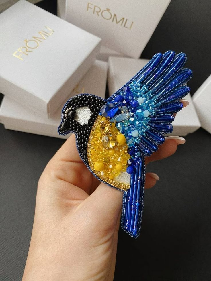 Beaded brooch Titmouse Handmade jewelry Jewelry Bead embroidery Made in Ukraine Bird Ukrainian - Etsy Handmade Yellow Brooches As Gifts, Unique Handmade Blue Brooches, Handmade Blue Brooches For Gift, Handmade Yellow Brooches For Gift, Beaded Birds, Science Teacher Gifts, Lover Jewelry, Made In Ukraine, Science Teacher