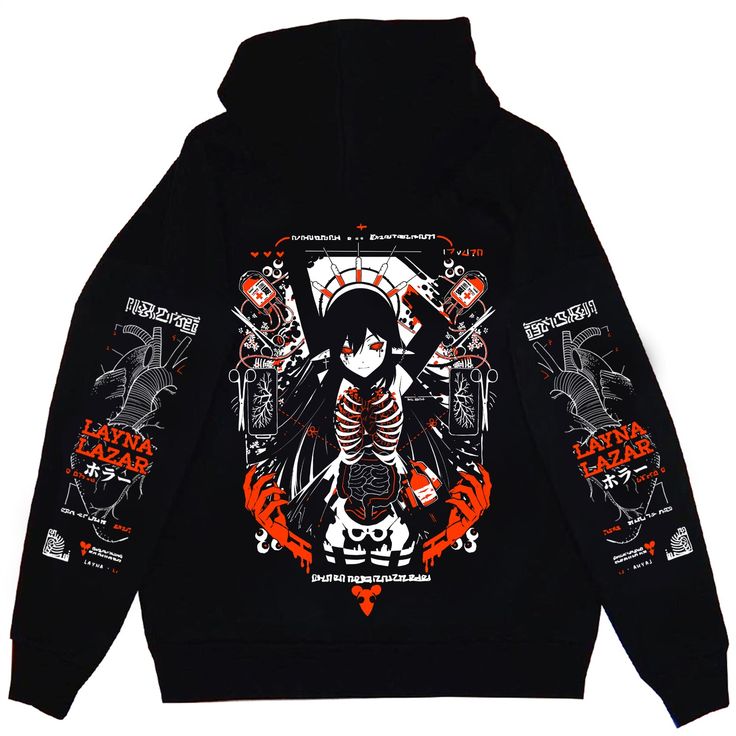 Harajuku Style Anime Print Outerwear For Streetwear, Cotton Hooded Outerwear With Anime Print, Alternative Cotton Hoodie With Graphic Print, Harajuku Style Halloween Hoodie, Harajuku Style Hooded Halloween Hoodie, Harajuku Halloween Hoodie, Winter Anime Print Hooded Hoodie, Hooded Anime Print Outerwear For Fall, Winter Hooded Hoodie With Anime Print